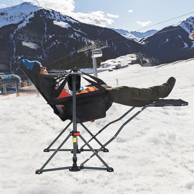 Nice C Heated Hammock Camping Chair with Footrest Heated Camping Chair with Battery Rocking Swing Chairs Hammock Chairs with Stand Heavy Duty (1 Heat Black W/Footrest)