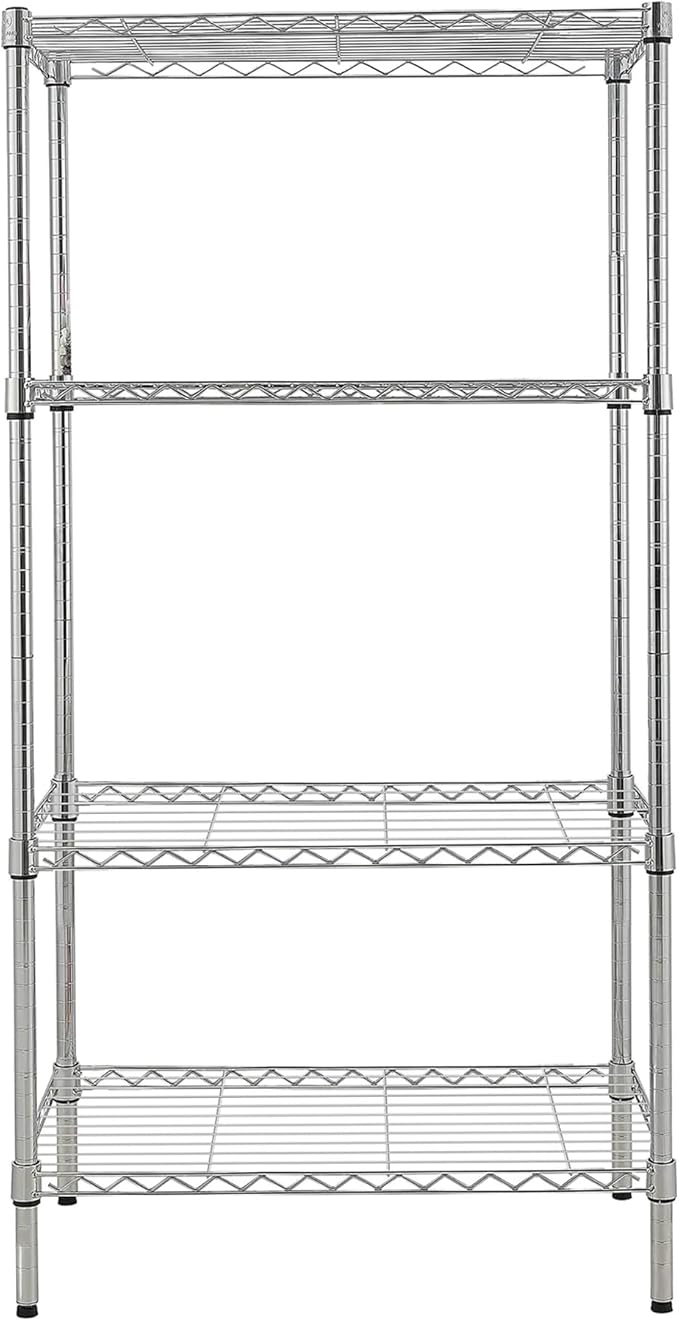 34 NSF Chrome Wire Shelf Post 1 Inch Metal Pole Foot Included for Wire Shelf Rack Poles and Parts (4 Pack)