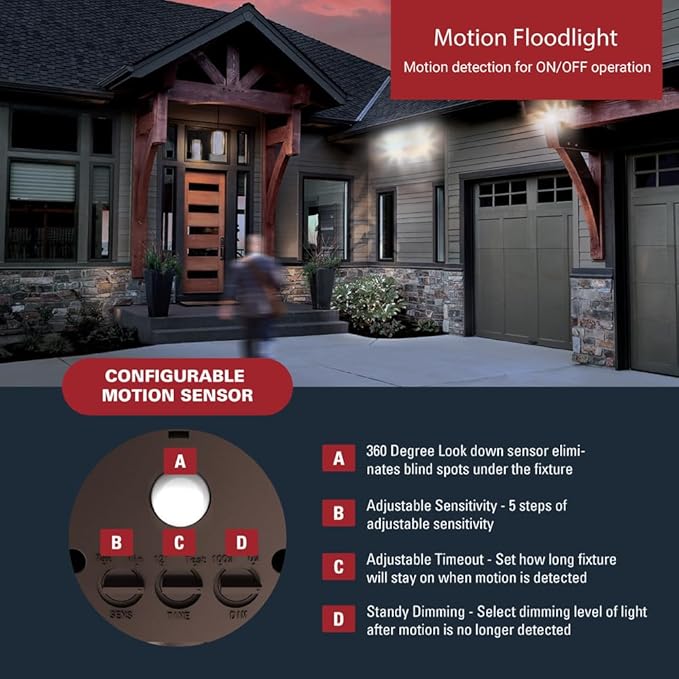 HALO TGS LED Outdoor Security LED Flood Light with Motion Sensing Lumen Select and Dusk-to-Dawn - Bronze - TGS3S403MRCB