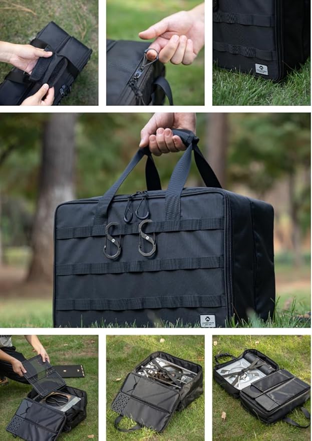 CAMPINGMOON Storage Bag Double-layer for Camping Stove IGT Tabletop Flat Burner Carry Case Black BK-46