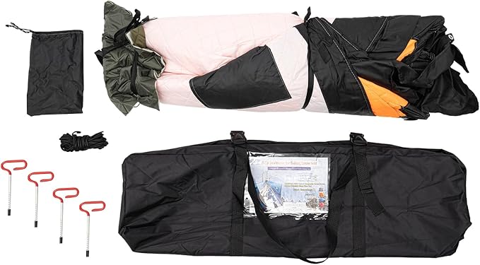 Insulated Ice Fishing Tent 210D Oxford Fabric Ice Fishing Tent Portable Center-Pole Ice Hut Windproof and Warm Suitable for 1-2 People Includes Anchors Ropes and Storage Bag