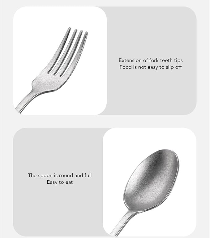 Cosiki Stainless Steel Tableware Set Vintage Silver Spoon Fork Cutter Chopsticks Portable Cutlery Set with Storage Bag for Travel Picnic Camping