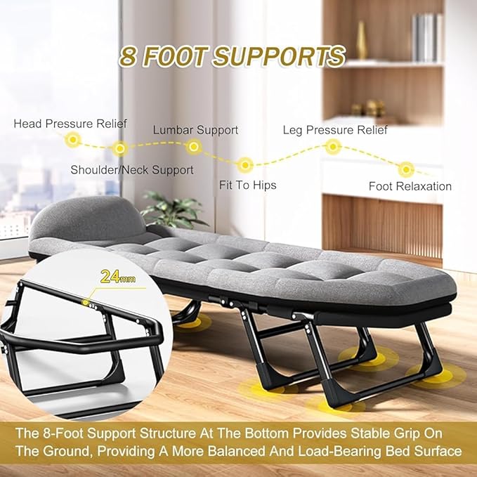Tent Folding Cot Heavy Duty Outdoor Bedwith Cushion and PillowPortable Folding Camping Cotfor Sleeping and Outdoor Recreation
