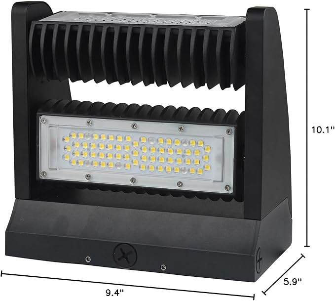 RuggedGrade 80W - Rotate IV Series LED Wall Pack - 11400 Lumens - 5000K Bright White - Wattage Selectable - Outdoor LED Wall Light - Black Housing - DLC 5.1 Premium