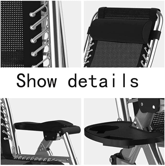 FWZJ Heavy Duty Folding Zero Gravity Chairs Beach Deck Chairs Sun Lounger Recliner for Beach Patio Garden Camping Outdoor Square Steel Legs -Black 3 (Black 3)