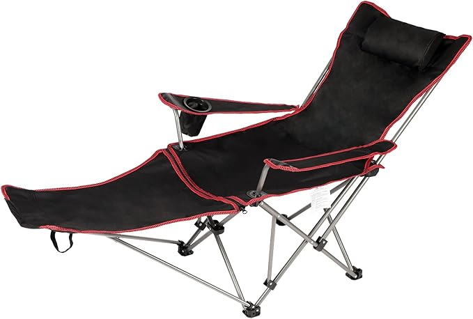 YSSOA Removable Footrest Reclining Camping Chair 1-Pack Black
