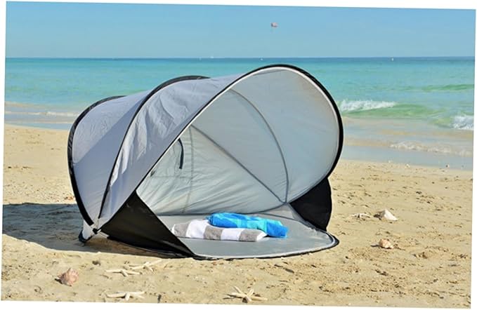 Portable Full Automatic Beach Tent Double Outdoor Shelter Fishing Canopy Compact Folding Design for Sun Protection Silver