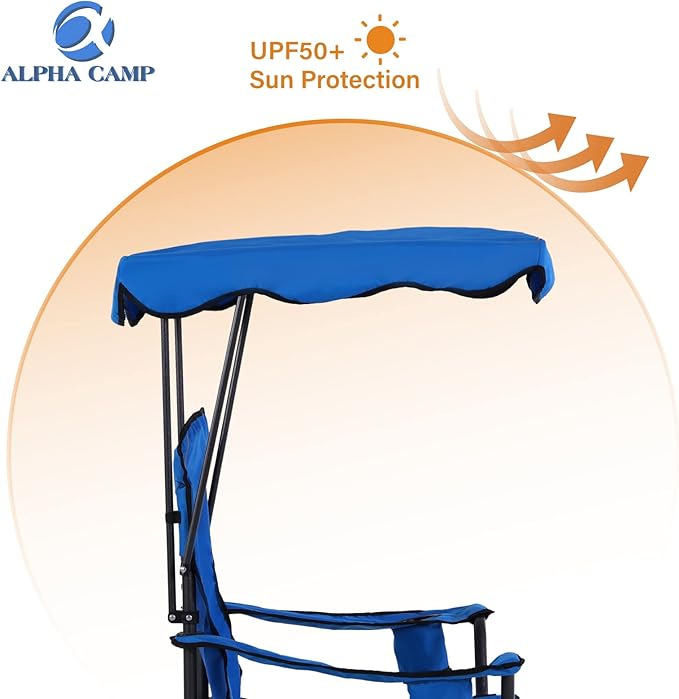 ALPHA CAMP Oversized Camping Chair with Shade Canopy Folding Lawn Chairs