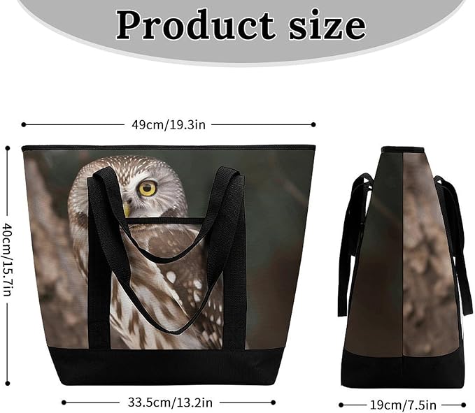 Insulated Shopping BagLarge Reusable Cooler Bags Wildlife Animal Owl Printed Foldable Shopping BagTravel Waterproof Shoulder Bag