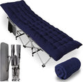 ZONETECH Folding Outdoor Camping Travel Cot and Pad - Premium Quality Lightweight Portable Heavy Duty Adult &amp Kids w/Large Pocket and Cushion (Gray &amp Blue 1-Pack)