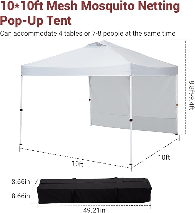 10x10ft Pop-Up Canopy Outdoor Screen Tent with Mesh Mosquito Netting Sidewalls Waterproof &amp UV-Block Shade Shelter for Camping Picnic Deck &amp Backyard Events