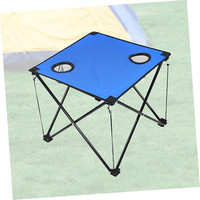 Sosoport Portable Folding Table with Cup Holders Lightweight Compact Picnic Desk for Outdoor Camping BBQ and Beach Activities Blue