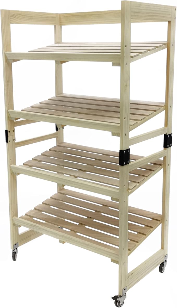 FixtureDisplays® 4-Tier Bakery Bread Rack with Angled Shelves Wooden Display Rack Bread Store Rack 30X18X55 101143