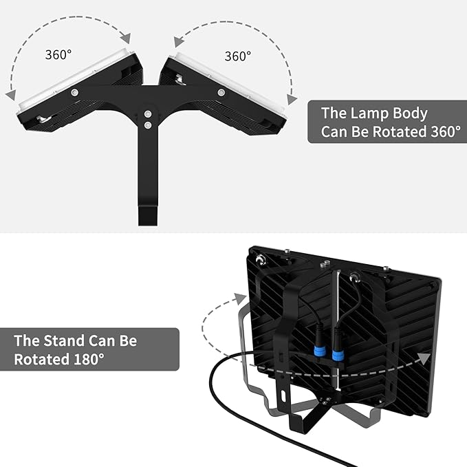 200W LED Flood Light 28000LM Super Bright Outdoor Security Lights 2 Heads Adjustable with Wider Lighting Angle6000K Daylight White IP66 Waterproof for Garage Garden Yard Parking Lot