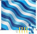 Waterproof Sandproof Beach Blanket 59''×68'' Ripple Polyester Outdoor Picnic Blanket with 4 Stakes &amp Storage Bag for BeachCampingVacation Blue