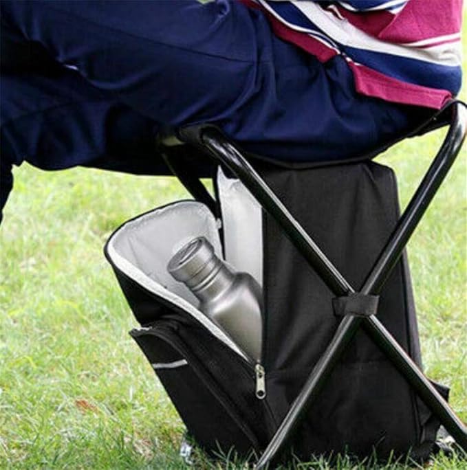 XKMT- Folding Stool Insulated Cooler Bag Backpack Chair Beach Fishing Camping Hiking
