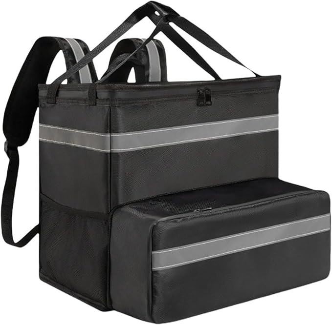 Insulated Pizza Backpack Extendable Compartment Warm Coating for Food Transport
