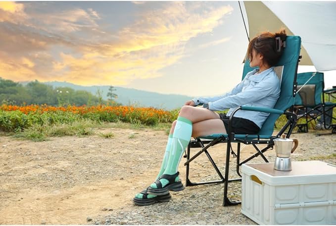 Elountik Oversized Portable Folding Directors Chair with Side Table and Storage Pocket for Camping Beach Fishing Picnic and Lawn - Heavy Duty Blue