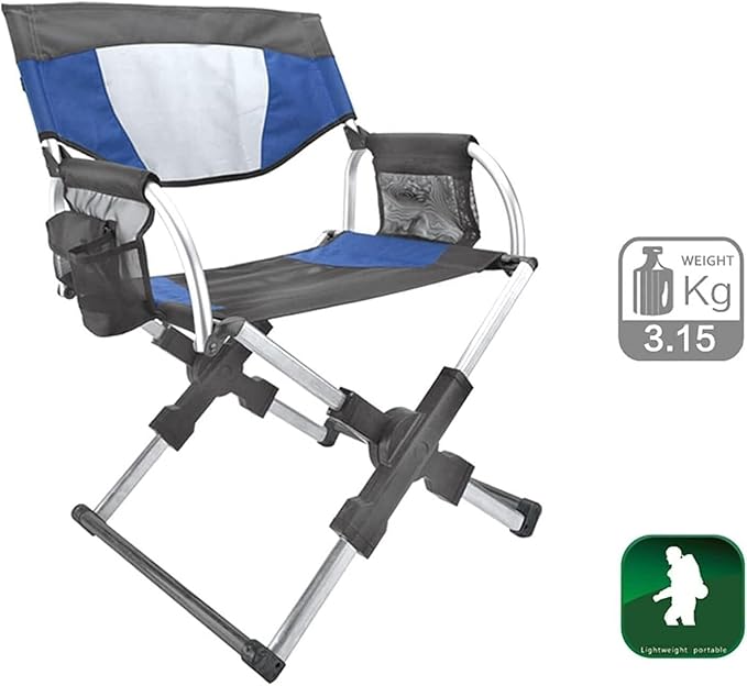 Oversized Heavy Duty Folding Camping Chair with Cup Holder Cooler Bag &amp Storage 450lbs Capacity 600D Oxford Fabric 6061 Aluminum Frame