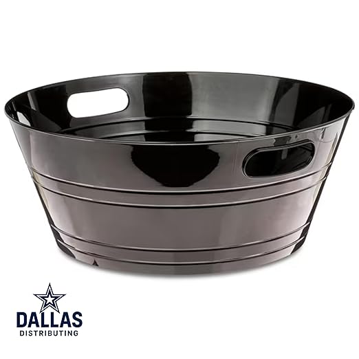 Black Plastic Party Tub with Handles – 17.6 Drink &amp Snack Container – Lightweight BPA-Free Beverage Bin for Events BBQs &amp Gatherings. by Dallas Distributing
