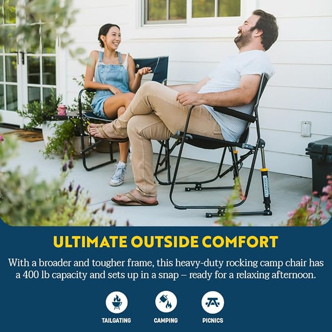 GCI Outdoor Freestyle Rocker XL Portable Folding Rocking Chair and Outdoor Camping Chair