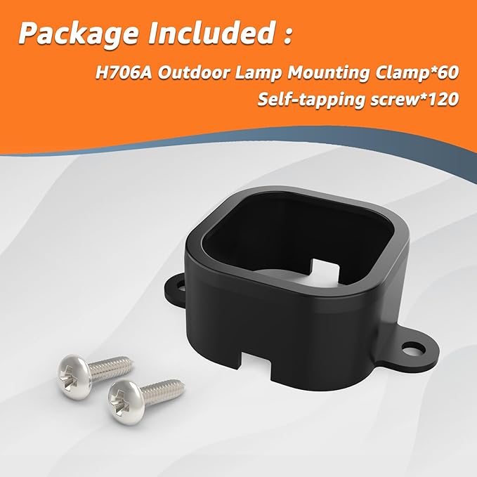 60 PCS Mounting Brackets Compatible with Govee Outdoor Lights Pro H706A Light Clips for Govee Pro Outdoor Lights 100FT Fully Enclosed Mounting Bracket Replaces 3M Adhesive-Black