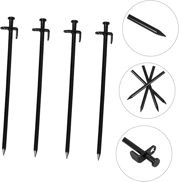 Toyvian 4Pcs Metal Ground Stakes for Gardening Durable Planting Pegs Bending Resistant Garden Fixing Pins for Outdoor Use for Vegetables Tent Setup