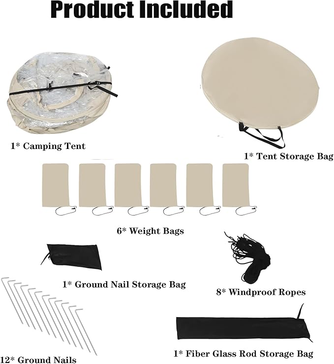 Pop up Bubble Tent | 10x10FT Portable Camping Screen House | Cold Protection Camping Tent | Weatherproof Clear Tent Shelter for 4-8 People | Storage Bags | with Double-Headed Zippers