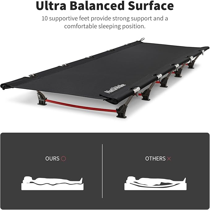 Naturehike Ultralight Camping Cot Easy to Assemble Folding Tent Cot Compact &amp Protable Camping Bed for Camping Mountaineering &amp Hiking Supports 330lbs with Carry Bag GreenWild Dark Black