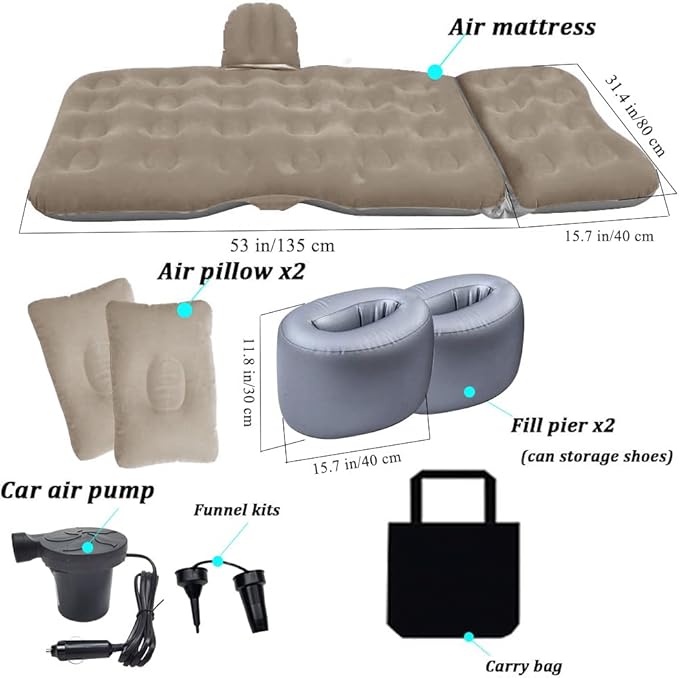 SAYGOGO Inflatable Car Air Mattress with Car Air Pump - Thickened Camping Bed Sleeping Pad for SUV Sedan Pickup Back Seat