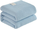 Bnitoam 100% Cotton Waffle Weave Blanket for Bed Couch Sofa Twin Size 60x80 Ultra Soft Breathable Cooling Cellular Blanket for Adult Lightweight All Season Machine Washable Blue (Blue 60x80)