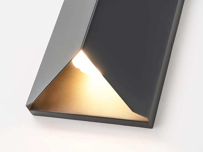 Modern Outdoor Wall Lights Exterior Black Dimmable LED Wall Sconce 14 Inch Front Porch Light Fixture Wall Mount Waterproof Patio Sconce Lighting for House Commercial 2-Pack