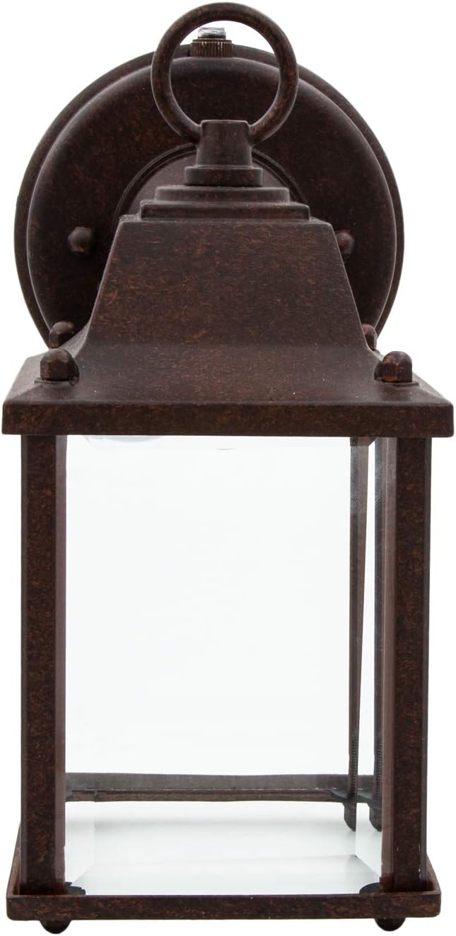 Maxxima LED Porch Lantern Outdoor Wall Light - Aged Bronze with Clear Glass 3000K Warm White 650 Lumens Dusk to Dawn Photocell Light Sensor Patio or Porch Sconce Fixture Exterior Lighting - Brown