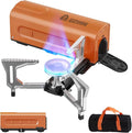 INFOOD Portable Butane Gas Camping Stove - 7500 BTU Compact Folding Design with Carry Bag for Backpacking RV Trips Picnic &amp Outdoor Indoor Cooking Orange