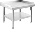Stainless Steel 24x28x24 in Equipment Grill Stand Table 1000 LBS Top Shelf 220 LBS Bottom Shelf Adjustable Legs 2 in Edge Baffle for Hotel Home Commercial Restaurant Kitchen