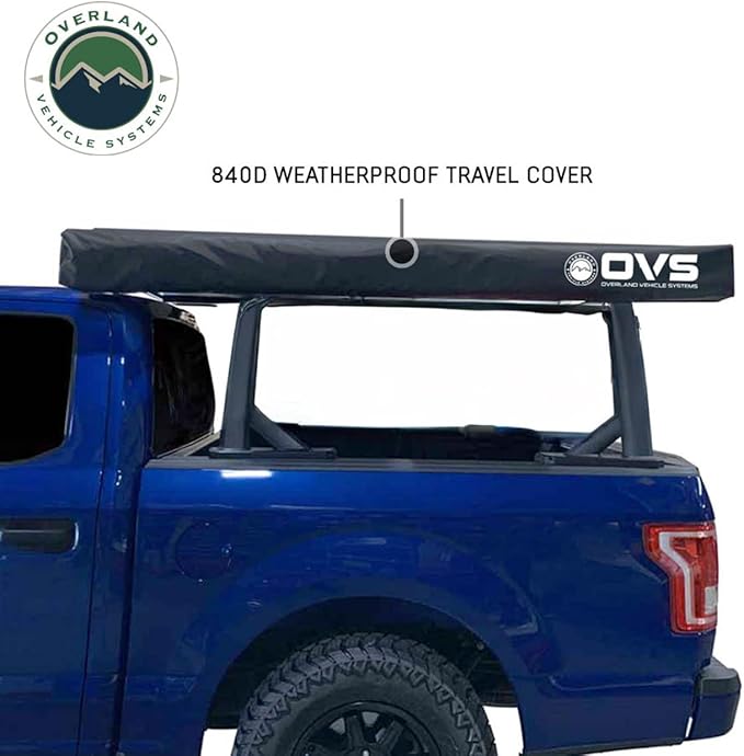 Overland Vehicle Systems - XD Nomadic 270 LT - Awning w/Lights Driver Side Black Trim w/Black Travel Bag