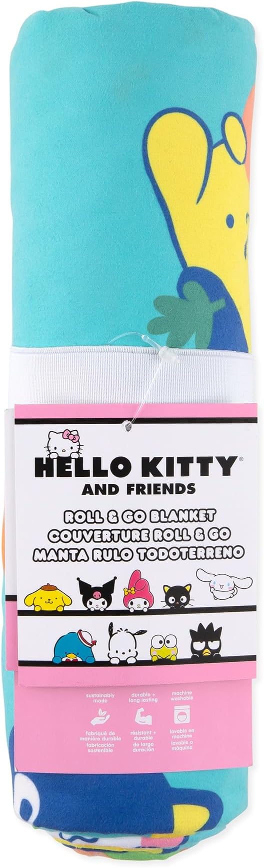 Bumkins Throw Blanket Towel Baby Toddler and Kids Travel Beach Picnic Outdoor Indoor Play Soft Lightweight Microfiber Resists Sand and Debris Reversible 58in x 58in – Hello Kitty