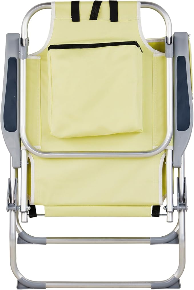 Tall Beach Chairs for Adults 5-Position Reclining Backpack Beach Chair with Cooler &amp Storage Pouch Portable Lightweight Folding Beach Chair with Aluminum Frame &amp Cup Holder Supports 220lbs