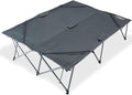 KingCamp 2 Person Queen Size Camping Cot Folding Portable Double 550lbs Heavy Duty Oversized Large Wide XXL Foldable Sleeping Bed with Carry Bag for Two Adult Outdoor Travel Tent Grey
