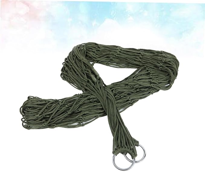 Happyyami 2pcs Strong Nylon Rope Mesh Hammock Portable Hanging Swing Bed Outdoor Leisure Bed for Camping Hunting