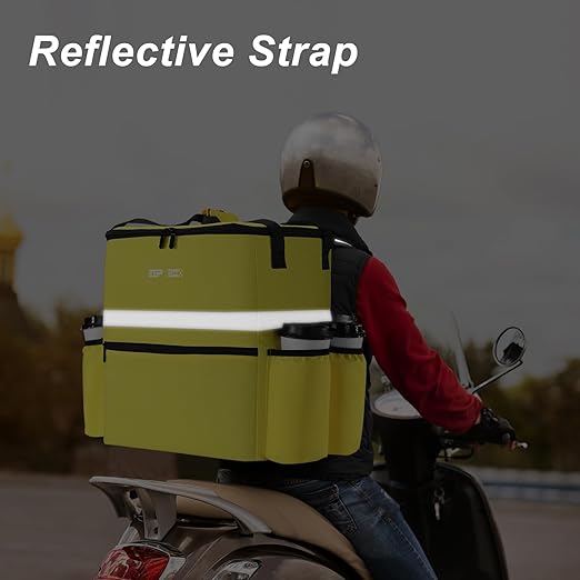 Food Delivery Backpack with 4 Cup Holders - Insulated Pizza Bag for Delivery Bike - Large Leakproof Bags for Hot/Cold Food - Ideal for Uber Eats Doordash Postmates (Yellow)