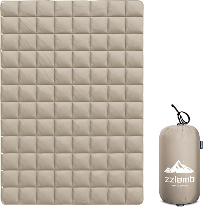 zzlamb Camping Blanket Compact Lightweight Soft Puffy Blanket Water-Repellent Packable Warm Quilt Down Alternative Picnic Hiking Backpacking Beach Travel RV Airplane Couch Car