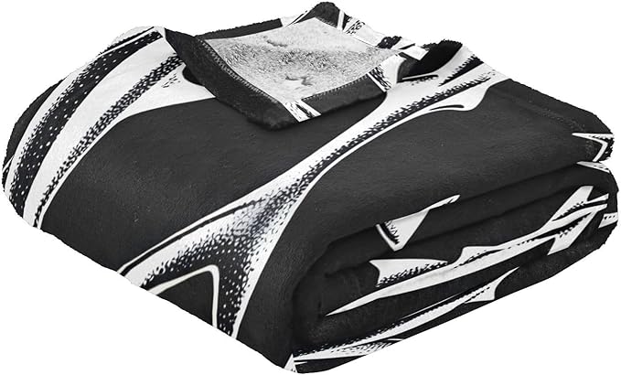 Soft Throw Blanket Shark Silhouette Black White Teen Throw Blanket 50'' x 70''
