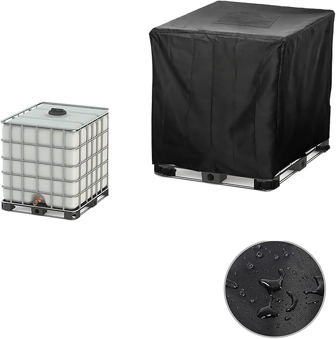 275-330 Gallon IBC Tote Cover IBC Tote Lid Heavy Duty Waterproof IBC Tote Lid Rain Barrel Cover Water Tank Cover Water Tote Cover IBC Cover(Black260 Gallon)