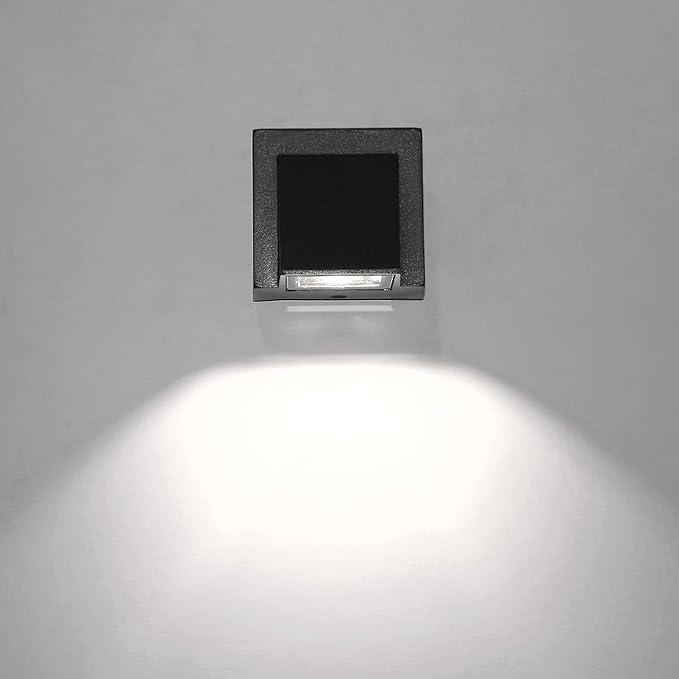 3W LED Outdoor Exterior Wall Step Down Light Fixture Lamp Black Finish Cool White