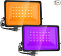 Onforu Orange and Purple Halloween Lights 30W Dusk to Dawn Floodlight 2 Pack LED Flood Light Outdoor Decoration Auto ON/Off Plug in Flood Light IP65 Waterproof Uplighting Uplights for Party Garden