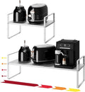 16.5~27.1 Expandable Shelf Organizer 1Pack 10.2 Wide Stackable Cabinet Shelf Organizers White Metal Sturdy Kitchen Counter Storage for Countertop Adjustable Height Spice Rack