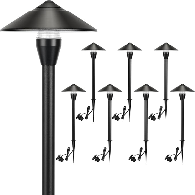 LUTEC 12V Low Voltage Pathway Lights Die-cast Aluminum Pathway Lights with ConnectorsIP65 Waterproof Outdoor Landscape Lighting 3W 240LM Warm White 3000K for Path Yard Garden 8 Pack