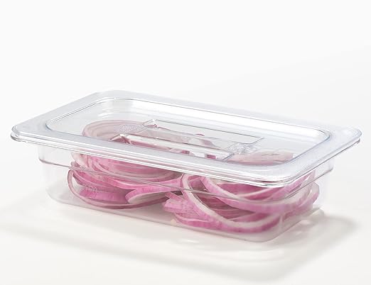 CURTA 6 Pack NSF Food Pan Cover 1/4 Size Clear Polycarbonate Lid with Handle for Commercial Food Pan Dishwasher &amp Freezer Safe Plastic Clear
