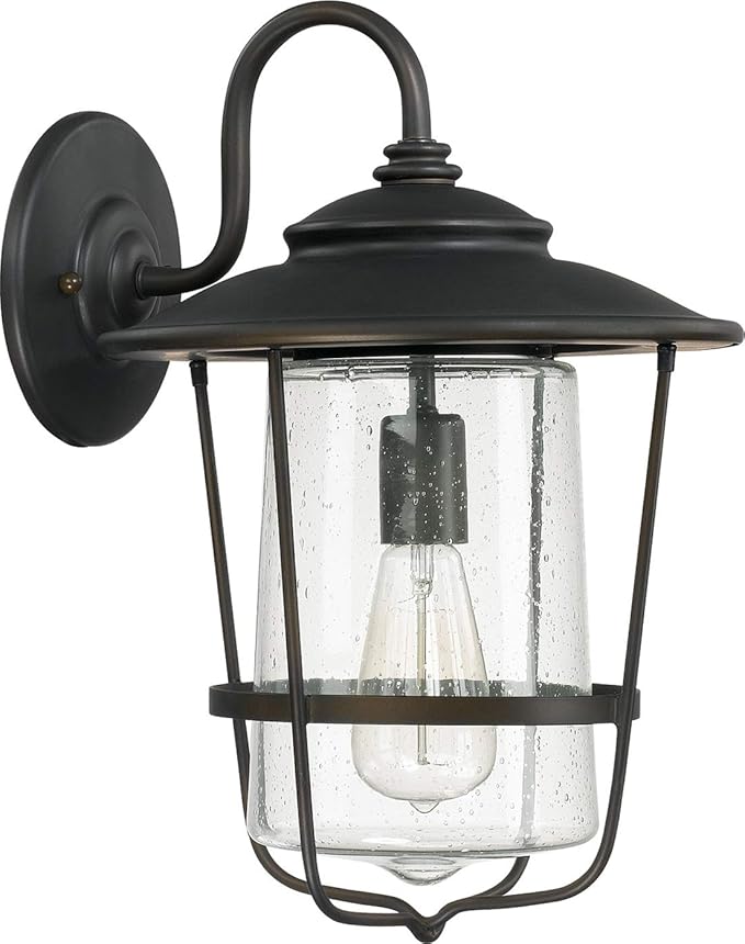 Capital Lighting 9602OB Creekside Seeded Glass Outdoor Wall Sconce 1-Light 100 Watt 16 H x 11 W Old Bronze